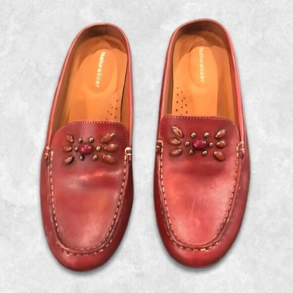 Naturalizer Ady Slip on Loafer Mule Shoes Bead Embellished Nurture Red W US 8.5 - Picture 1 of 7